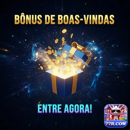 Imagem de boas-vindas do 77r, destacando ofertas e bônus para novos usuários.