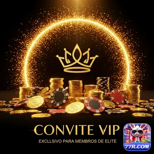 Convite VIP para cassino do site 77r, com design atraente e detalhes luxuosos.