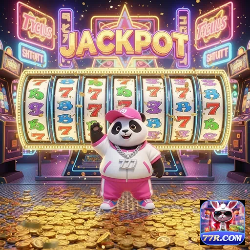 Panda da sorte em máquina caça-níqueis Jackpot no site 77r.